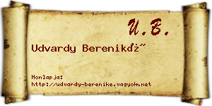 Udvardy Bereniké névjegykártya